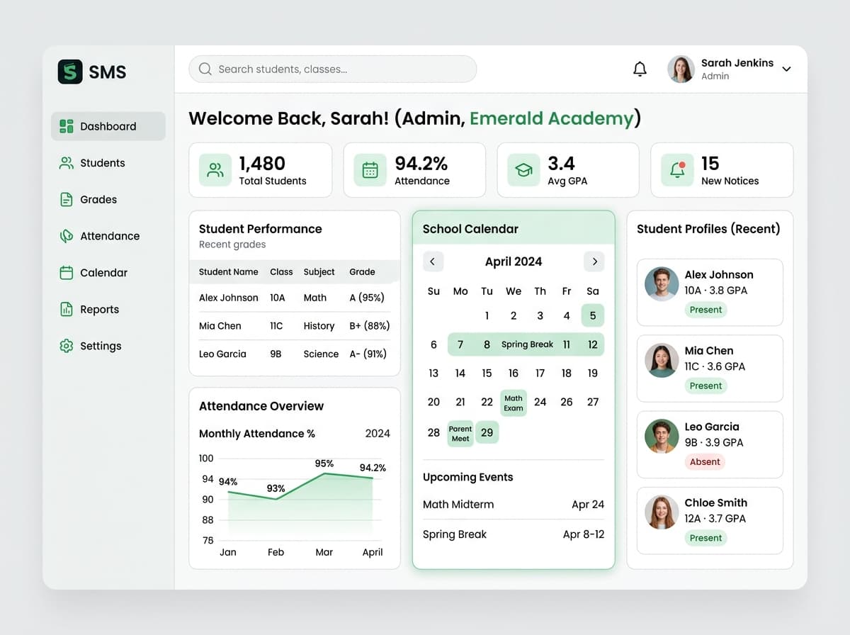 Screenshot of School Management System project